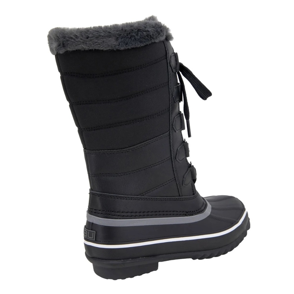 New JBU Sabine Ladies Water Resistant Winter Boot Black Lace Up Faux Fur Lace Up - Picture 2 of 7